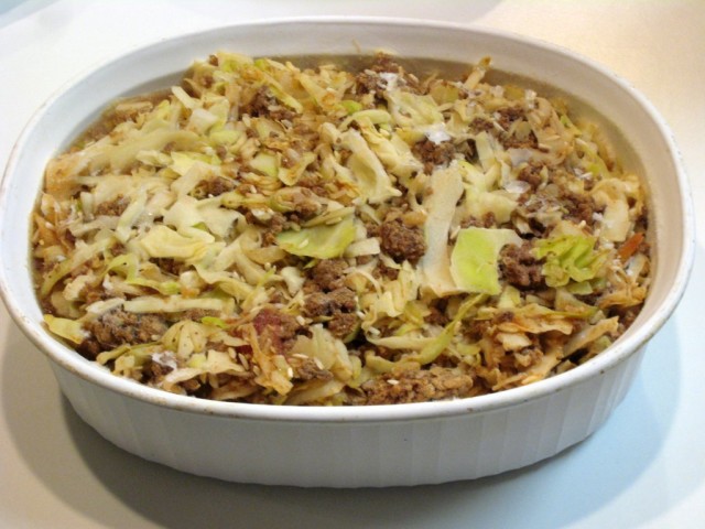 CABBAGE AND RICE CASSEROLE